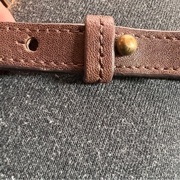 Brown Leather Crossbody/handheld bag with gold studs. Perfect size! 7-1/2Hx10W - Picture 6 of 10